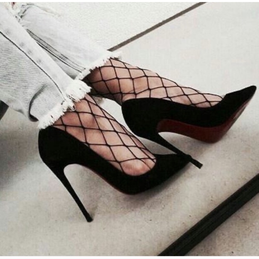 NORDSTROM 2 PAIR Black Open Fishnet Anklet Socks NEW Reinforced Toe